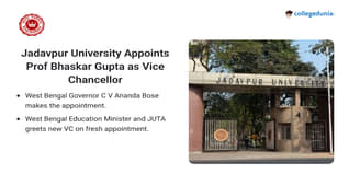 Jadavpur University Appoints Prof Bhaskar Gupta as Vice Chancellor